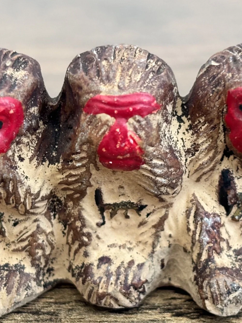 VINTAGE 3 Wise Monkeys See Hear Speak No Evil Bankoware Redware Figurine Japan